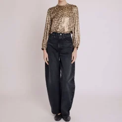 Berenice Cyril L/S Blouse in Leopard Print