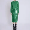 Berenice Jamy Sequin Skirt in Green