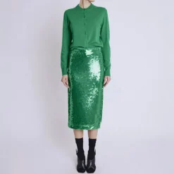 Berenice Jamy Sequin Skirt in Green