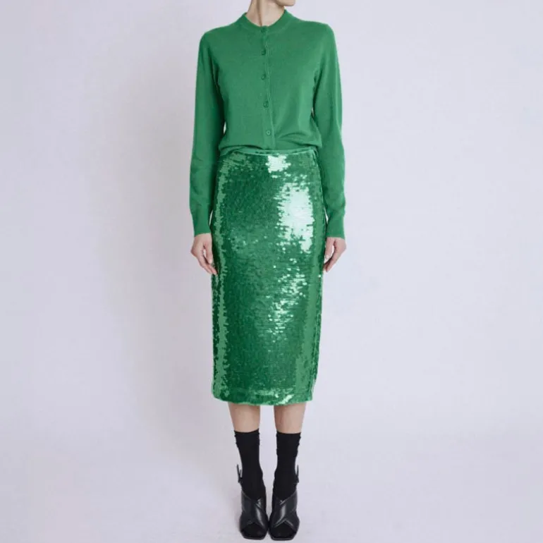 Berenice Jamy Sequin Skirt in Green