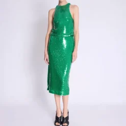 Berenice Jamy Sequin Skirt in Green