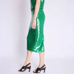 Berenice Jamy Sequin Skirt in Green