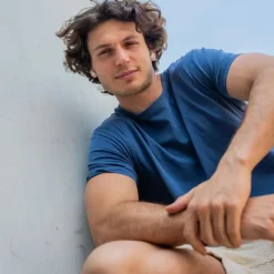 BILLYBELT Garment Dyed T Shirt in Marine Blue
