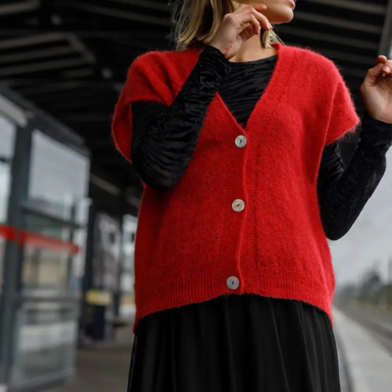 BLACK COLOUR Dell Heavy Knit Vest in Red
