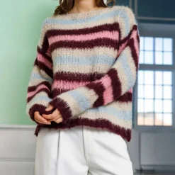 BLACK COLOUR Effie Striped Jumper in Bluish Plum