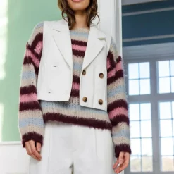 BLACK COLOUR Effie Striped Jumper in Bluish Plum