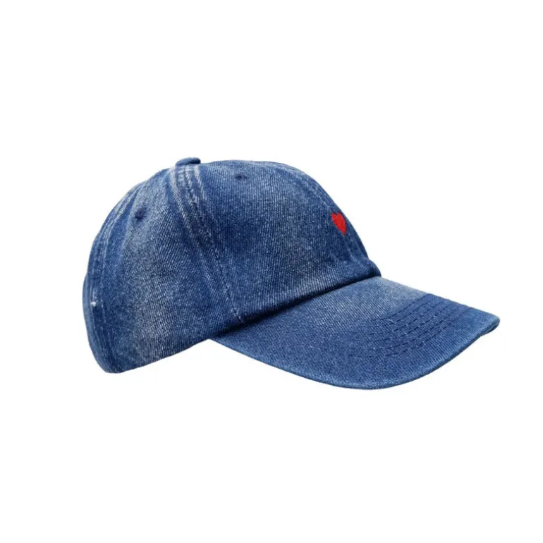 BLACK COLOUR Malou Denim Cap in Blue Denim/Heart