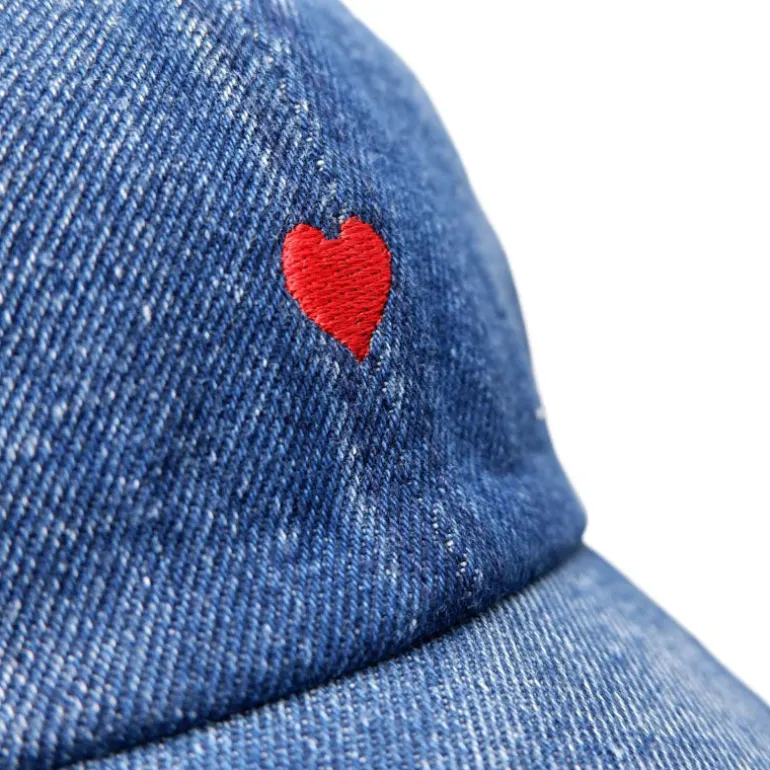 BLACK COLOUR Malou Denim Cap in Blue Denim/Heart
