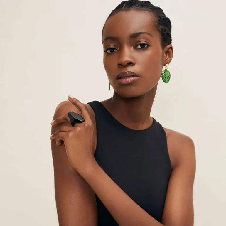 BRANCH JEWELLERY Abstract Horn Ring in Black