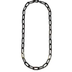 BRANCH JEWELLERY Black Natural Buffalo Horn Rectangular 90cm Long Link