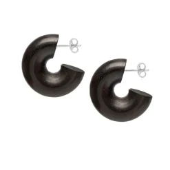 Branch Jewellery Black Thick Wooden Hoop Earrings