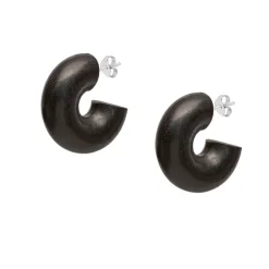 Branch Jewellery Black Thick Wooden Hoop Earrings
