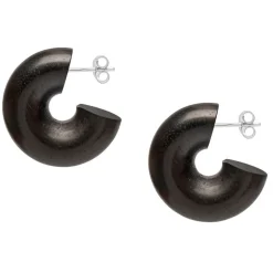Branch Jewellery Black Thick Wooden Hoop Earrings