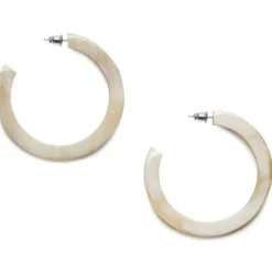 BRANCH JEWELLERY Classic Horn Hoop Earrings in White/Natural