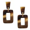 BRANCH JEWELLERY Large Rectangular Horn Earrings in Brown Natural