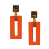 BRANCH JEWELLERY Orange and Brown Rectangle Link Horn Earrings