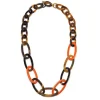 BRANCH JEWELLERY Orange Lacquered and Brown Natural Buffalo Horn Oval
