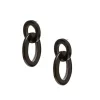 BRANCH JEWELLERY Oval Link Horn Earrings in Black/Natural