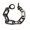 BRANCH JEWELLERY Rectangular Link Horn Bracelet in Black Natural