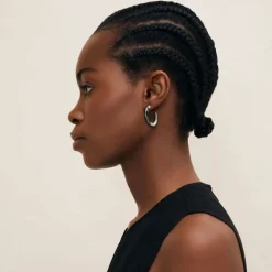 BRANCH JEWELLERY Rounded Horn Hoop Earrings in Black Natural
