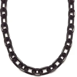 BRANCH JEWELLERY Small Oval Link Horn Necklace in Black Natural