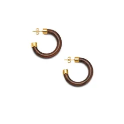 BRANCH JEWELLERY Small Rosewood Hoop Earrings with Gold Plated Metal