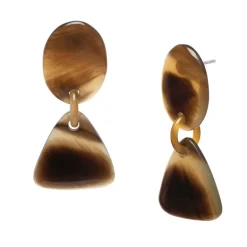 BRANCH JEWELLERY Triangular Horn Drop Earrings in Brown Natural