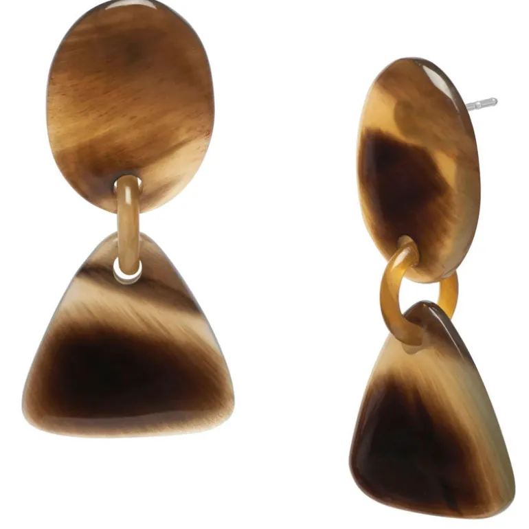 BRANCH JEWELLERY Triangular Horn Drop Earrings in Brown Natural