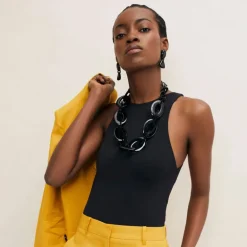 BRANCH JEWELLERY Triangular Horn Drop Earrings in Black