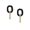 BRANCH JEWELLERY White Lacquered and Black Buffalo Horn Oval Link Earr