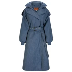 BRGN Duskregn Maxi Trench Coat in Denim Blue