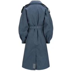 BRGN Duskregn Maxi Trench Coat in Denim Blue