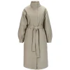 BRGN Rossby Maxi Coat in Taupe Pinstripe