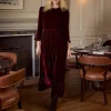 By Iris Velvet Shae Maxi Dress in Burgundy