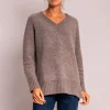 CASH CA Long V Neck Chunky Knit in Fossil