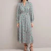 CEFINN Odette Snakeskin Print Shirt Dress in Green