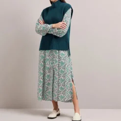 CEFINN Odette Snakeskin Print Shirt Dress in Green