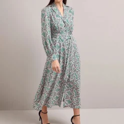 CEFINN Odette Snakeskin Print Shirt Dress in Green