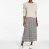 CEFINN Pleated Maxi Skirt in Ecru/Black