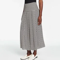 CEFINN Pleated Maxi Skirt in Ecru/Black