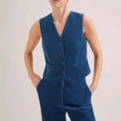 CEFINN Wyatt Corduroy Waistcoat in Blue