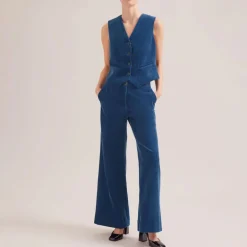 CEFINN Wyatt Corduroy Waistcoat in Blue