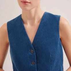 CEFINN Wyatt Corduroy Waistcoat in Blue