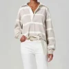 CITIZENS OF HUMANITY Aris Rugby Shirt in Sndatlas/Pmina Stripe
