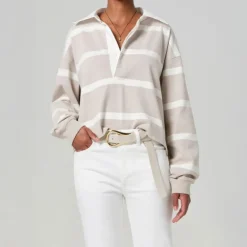 CITIZENS OF HUMANITY Aris Rugby Shirt in Sndatlas/Pmina Stripe