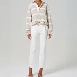 CITIZENS OF HUMANITY Aris Rugby Shirt in Sndatlas/Pmina Stripe