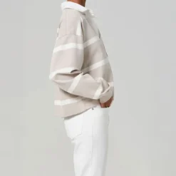 CITIZENS OF HUMANITY Aris Rugby Shirt in Sndatlas/Pmina Stripe