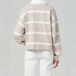 CITIZENS OF HUMANITY Aris Rugby Shirt in Sndatlas/Pmina Stripe