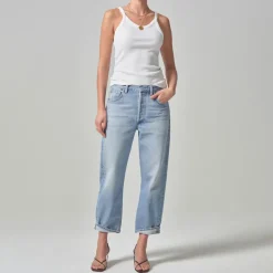 CITIZENS OF HUMANITY Dahlia Bow Leg Baby Roll Jeans in Ribbon