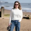 COLLEN & CLARE Egg Lightweight Merino/Cashmere Mix Crop Knit in Ivory